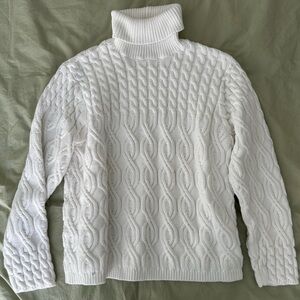 Womens Cable Knit Turtleneck Sweater